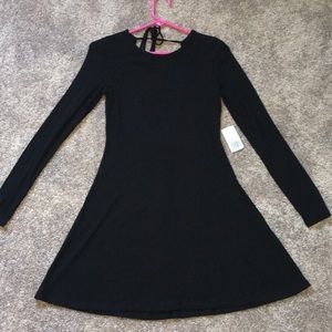 Black Open Back long sleeve Dress Medium NWT